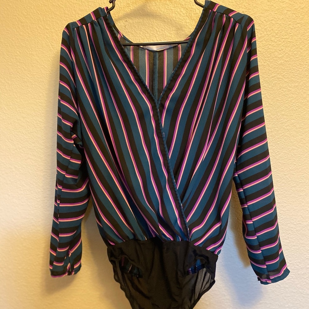 Striped Lowcut Bodysuit